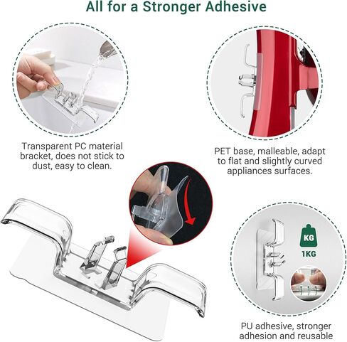 منظم اسلاك للاجهزة المطبخ: 4 قطع من حامل الاسلاك الملفوفة بشكل مرتب، غلاف الاسلاك اللاصقة، حامل كيبل لخلاط مساعدات المطبخ، عصا وتر الاجهزة على حامل الاسلاك in Kuwait