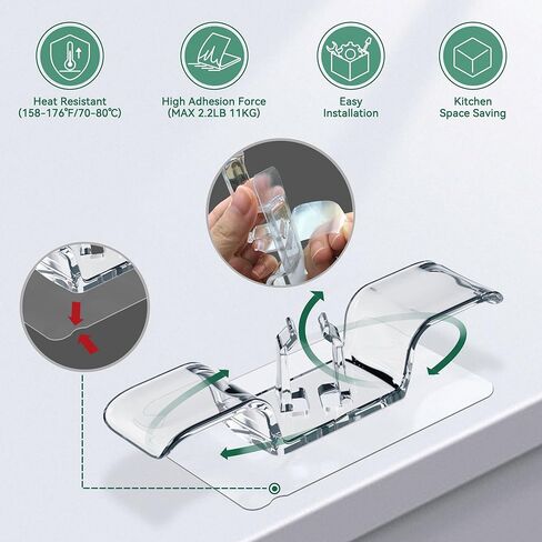 منظم اسلاك للاجهزة المطبخ: 4 قطع من حامل الاسلاك الملفوفة بشكل مرتب، غلاف الاسلاك اللاصقة، حامل كيبل لخلاط مساعدات المطبخ، عصا وتر الاجهزة على حامل الاسلاك in Kuwait