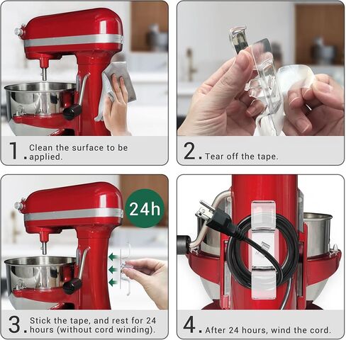 منظم اسلاك للاجهزة المطبخ: 4 قطع من حامل الاسلاك الملفوفة بشكل مرتب، غلاف الاسلاك اللاصقة، حامل كيبل لخلاط مساعدات المطبخ، عصا وتر الاجهزة على حامل الاسلاك in Kuwait