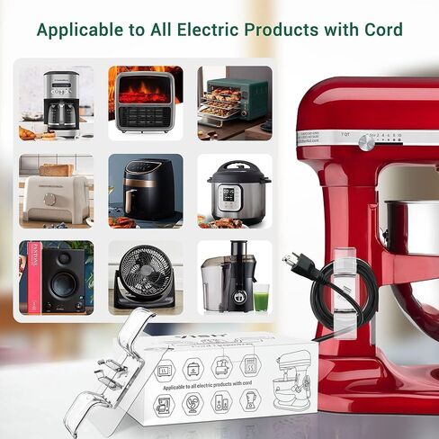 منظم اسلاك للاجهزة المطبخ: 4 قطع من حامل الاسلاك الملفوفة بشكل مرتب، غلاف الاسلاك اللاصقة، حامل كيبل لخلاط مساعدات المطبخ، عصا وتر الاجهزة على حامل الاسلاك in Kuwait