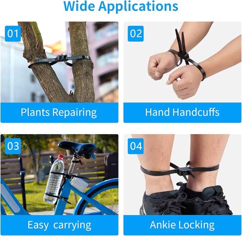 Flex Cuffs, Heavy Duty Nylon Double Flex Zip Tie Handcuffs, 10 PCS Double Locking Zip Ties Restraints, Tensile Strength : 440 Lbs Strength | Length: 27 1/2" (Yellow) in Kuwait