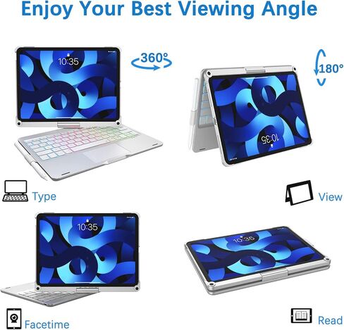 ZEROFEEL iPad case with Keyboard for 11"/10.9" - iPad Air (4th, 5th Generation) - iPad Pro(1st, 2nd, 3rd, 4th Generation) - iPad Keyboard Case (Silver) in Kuwait