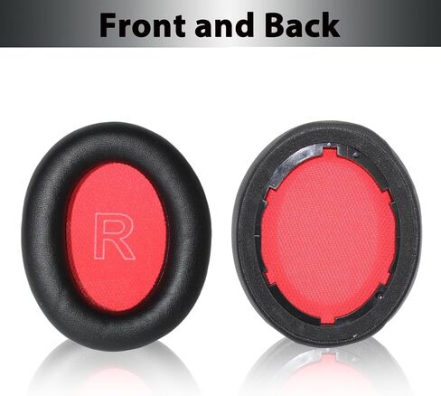 Q10 Ear Pads Quite-Comfort Protein Leather Earpads Noise Cancelling Ear Covers Cushions Headset Earmuff Repair Part for Anker Soundcore Life Q10 Headphone （Black+Red in Saudi Arabia