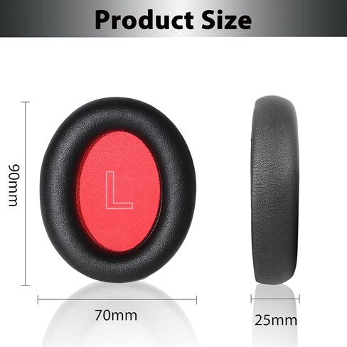 Q10 Ear Pads Quite-Comfort Protein Leather Earpads Noise Cancelling Ear Covers Cushions Headset Earmuff Repair Part for Anker Soundcore Life Q10 Headphone （Black+Red in Saudi Arabia