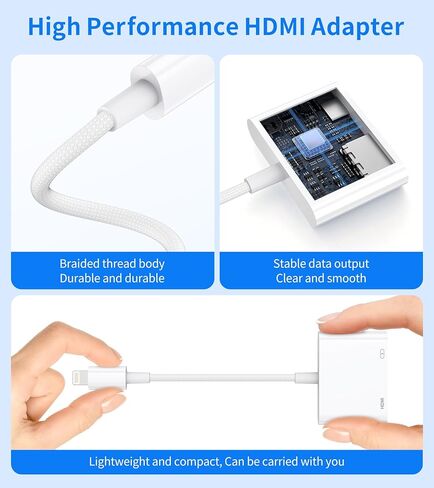 Lightning to HDMI Digital AV Adapter,[Apple MFi Certified] 1080P HDMI Sync Screen Digital Audio AV Converter with Charging Port for iPhone, iPad, iPod on HDTV/Projector/Monitor, Support All iOS in Kuwait