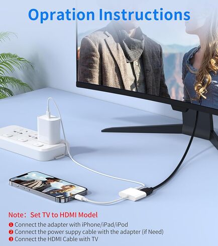 Lightning to HDMI Digital AV Adapter,[Apple MFi Certified] 1080P HDMI Sync Screen Digital Audio AV Converter with Charging Port for iPhone, iPad, iPod on HDTV/Projector/Monitor, Support All iOS in Kuwait