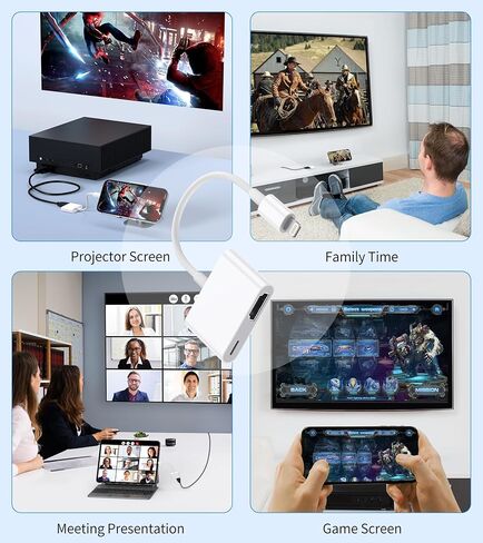 Lightning to HDMI Digital AV Adapter,[Apple MFi Certified] 1080P HDMI Sync Screen Digital Audio AV Converter with Charging Port for iPhone, iPad, iPod on HDTV/Projector/Monitor, Support All iOS in Kuwait