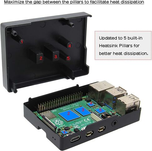 Geekworm Aluminum Case for Raspberry Pi 4, Passive Cooling Heavy Duty Heatsink Case Compatible with Raspberry Pi 4 Model B 2GB/4GB/8GB Only(P171-Black) in Saudi Arabia