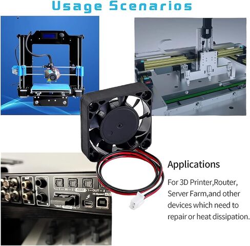4pcs 3D Printer Fan 12V, 40mm 12 Volt Fan 0.08A DC Mini Quiet Cooling Fan 40X40X10mm Cable for 3D Printer, DVR and Other Small App liances Series Repair Replacement with 28cm in Kuwait