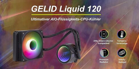 جيليد سوليوشنز مبرد مياه الكل في واحد لوحدة المعالجة المركزية الكل في واحد مع مروحتين RGB 120 ملم 750-1800 دورة في الدقيقة، متوافق مع AM5 وLGA 1700، يتضمن معجون حراري GC4 من ليكويد 120 in Kuwait