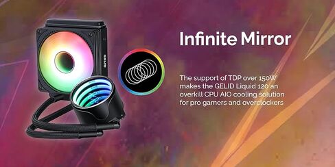 جيليد سوليوشنز مبرد مياه الكل في واحد لوحدة المعالجة المركزية الكل في واحد مع مروحتين RGB 120 ملم 750-1800 دورة في الدقيقة، متوافق مع AM5 وLGA 1700، يتضمن معجون حراري GC4 من ليكويد 120 in Kuwait