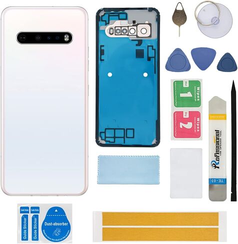 Replacement Battery Back Cover Rear Panel Glass Battery Door All Carriers with Pre-Installed Camera Lens for LG V60 ThinQ Classy White in Saudi Arabia