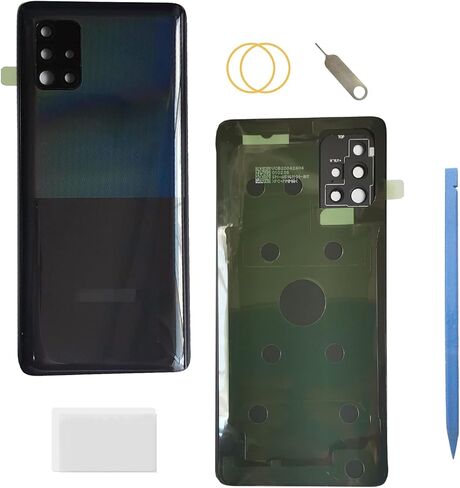 غطاء خلفي بديل للباب الخلفي للبطارية A51 5G مع عدسة زجاجية للكاميرا/شريط إطار لهاتف Samsung Galaxy A51 5G 2020 6.5 بوصة A516 (غير مناسب لإصدار 4G/LTE A515F) (أسود) in Kuwait
