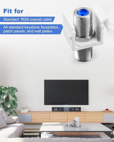 مقبس ULXIOM RG6 مناسب لمقبس Keystone المحوري، موصل أنثى كابل محوري 3 جيجا هرتز، موسع كابل من النوع F للوحة الحائط ولوحة التصحيح، مطلي بالنيكل، 20 عبوة in Kuwait