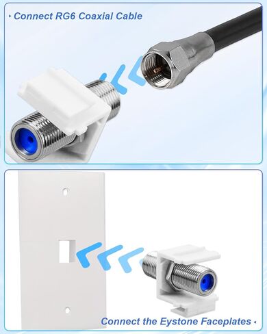 مقبس ULXIOM RG6 مناسب لمقبس Keystone المحوري، موصل أنثى كابل محوري 3 جيجا هرتز، موسع كابل من النوع F للوحة الحائط ولوحة التصحيح، مطلي بالنيكل، 20 عبوة in Kuwait