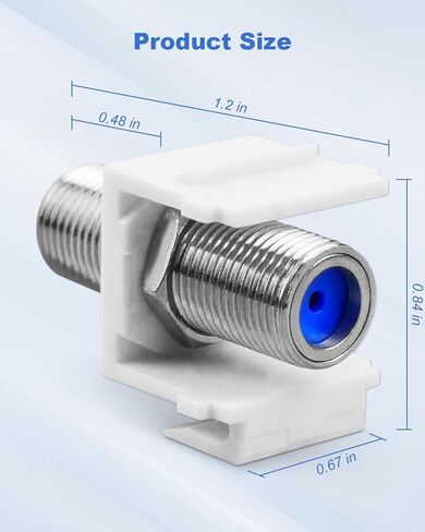 مقبس ULXIOM RG6 مناسب لمقبس Keystone المحوري، موصل أنثى كابل محوري 3 جيجا هرتز، موسع كابل من النوع F للوحة الحائط ولوحة التصحيح، مطلي بالنيكل، 20 عبوة in Kuwait