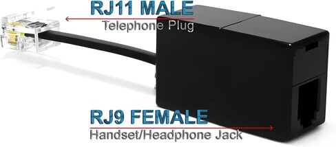AmzDeals (2-Pack) RJ9 to RJ11 Adapter, Female RJ9 (4P4C) Jack to Male RJ11 (6P4C) Plug, Black in Saudi Arabia