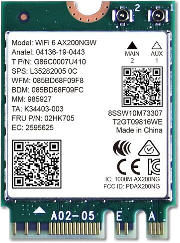 NETELY 802.11AX WiFi 6 AX200NGW MGFF M2 Interface WiFi Adapter with Bluetooth 5.0, WiFi 6 3000Mbps Speed, 2.4GHz 574Mbps & 5GHz 2400Mbps, Intel WiFi 6 AX200NGW WiFi Card (WiFi 6 AX200NGW) in Kuwait
