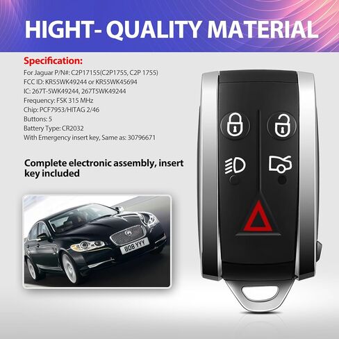 مفتاح تحكم عن بعد ذكي اصلي بدون مفتاح يناسب 2009-2013 جاكوار XF| 2010 XJ8 | 2007-2010 XK8| 2008-2014 XKR| FCCID: KR55WK49244 in Kuwait
