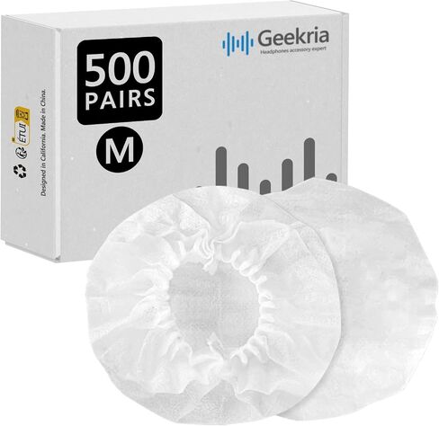 Geekria 500 Pairs Disposable Headphones Ear Cover for Over-Ear Headset Earcup, Stretchable Sanitary Ear Pads Cover, Hygienic Ear Cushion Protector (M/White) in Saudi Arabia