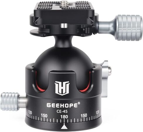 راس كروي ثلاثي القوائم من جيهوب CE-45 براس كروي معدني بانورامي عالمي 360 درجة لكاميرا دي اس ال ار ثلاثي القوائم احادي القوائم مع لوحة اركا سويس QR 45 ملم كرة كبيرة 1/4 انش تحميل برغي 55 باوند/25 كغم in Kuwait