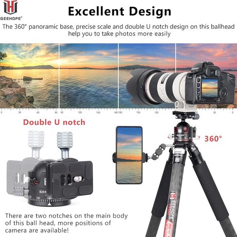 راس كروي ثلاثي القوائم من جيهوب CE-45 براس كروي معدني بانورامي عالمي 360 درجة لكاميرا دي اس ال ار ثلاثي القوائم احادي القوائم مع لوحة اركا سويس QR 45 ملم كرة كبيرة 1/4 انش تحميل برغي 55 باوند/25 كغم in Kuwait