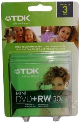 TDK 3 Pack Mini DVD+RW 30 Minute 1.4GB Discs with Case in Saudi Arabia