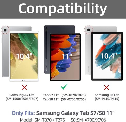 حافظة لوحة مفاتيح لجهاز Samsung Galaxy Tab S8/ Tab S7 11 بوصة (موديل SM-X700/X706/T870/T875)، لوحة مفاتيح لاسلكية قابلة للفصل، غطاء حامل نحيف خفيف الوزن مع حامل قلم in Kuwait