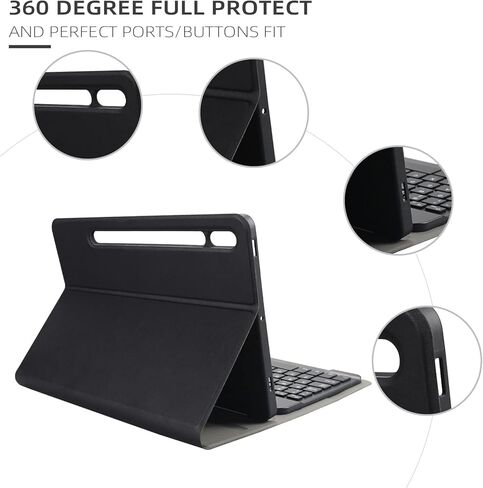 حافظة لوحة مفاتيح لجهاز Samsung Galaxy Tab S8/ Tab S7 11 بوصة (موديل SM-X700/X706/T870/T875)، لوحة مفاتيح لاسلكية قابلة للفصل، غطاء حامل نحيف خفيف الوزن مع حامل قلم in Kuwait