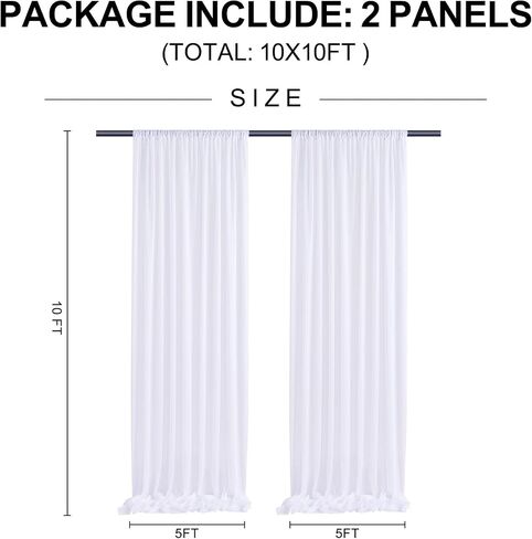 10x10ft Champagne Sheer Backdrop Curtains with Lights for Parties, Wrinkle Resistant Backdrop Curtain for Baby Shower Birthday Wedding Photo, 2 Pack 5x10FT Curtains in Kuwait