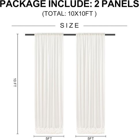 10x10ft Champagne Sheer Backdrop Curtains with Lights for Parties, Wrinkle Resistant Backdrop Curtain for Baby Shower Birthday Wedding Photo, 2 Pack 5x10FT Curtains in Kuwait