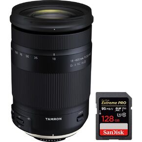تامرون (AFB028N-700) 18-400 ملم f/3.5-6.3 Di II VC HLD عدسة زووم لنيكون ماونت + بطاقة ذاكرة سانديسك اكستريم برو SDXC 128GB in Kuwait