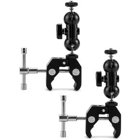 حامل كاميرا QWORK الفائق، مجموعتان من مشبك الكاميرا بمحول ذراع سحري برأس كروي مزدوج مع خيط 1/4 و3/8، حامل طاولة مكتب سياج للشاشة، مصابيح LED/فلاش، ميكروفون، كاميرا DSLR in Kuwait