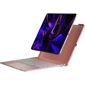 حافظة لوحة مفاتيح doqo لجهاز iPad Pro 2020 الجيل الرابع/2018-3rd Gen، لوحة مفاتيح بلوتوث بإضاءة خلفية 7 ألوان، حافظة لوحة مفاتيح بلوتوث قابلة للفصل (بلاستيك، ذهبي وردي) in Kuwait