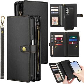 Bizzib for Samsung Galaxy A14 Case Leather Wallet with Card Holder, Magnetic Closure 360 Full Shockproof Protection Drop Absorption Heavy Duty Phone Cover with Card Slots for Samsung Galaxy A14-Green