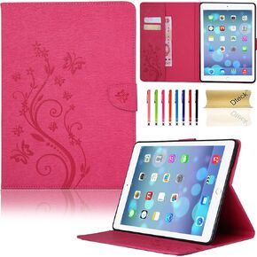 Dteck Case for iPad 6th/5th Generation 2018/2017, iPad Air 2/1 Case 2014/2013 (9.7 Inch), Magnetic Smart Folio Cute Leather Cover with Auto Sleep Wake/Adjustable Stand/Card Holder (Smile Unicorn)