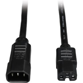 Tripp Lite 2ft Heavy Duty Computer Power Extension Cord 15A, 14 AWG, C14 to C15, Black 2'(P018-002)