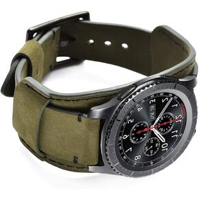 Hepsun متوافق مع Samsung Galaxy Watch 6/Watch 5/Watch 4 40mm 44mm/5 Pro 45mm/Watch 3 41mm/Active 2/Gear S2/Fossil Q Gazer/TicWatch E3 Bands, 20mm Vintage Crazy Horse الكفة حزام جلد طبيعي للرجال والنساء (قهوة) in Kuwait