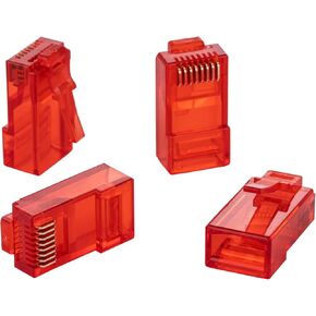 SATMAXIMUM RJ-45 Cat6 UTP Connector LAN Pass Through RJ45 Ends Ethernet Plug Network 50-Pack (Blue)