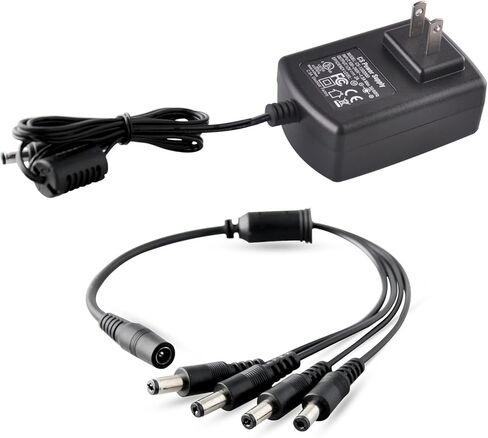 محول طاقة كاميرا الأمان مع مقسم، كابل كاميرا ISEEUSEE 12 فولت 2 أمبير 100 فولت - 240 فولت مع كابل مقسم طاقة 4 اتجاهات من لجنة الاتصالات الفيدرالية (FCC) ومحول طاقة CCTV معتمد من UL - يناسب محولات الطاقة التناظرية/AHD DVR/الكاميرا in Kuwait