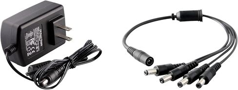 محول طاقة كاميرا الأمان مع مقسم، كابل كاميرا ISEEUSEE 12 فولت 2 أمبير 100 فولت - 240 فولت مع كابل مقسم طاقة 4 اتجاهات من لجنة الاتصالات الفيدرالية (FCC) ومحول طاقة CCTV معتمد من UL - يناسب محولات الطاقة التناظرية/AHD DVR/الكاميرا in Kuwait