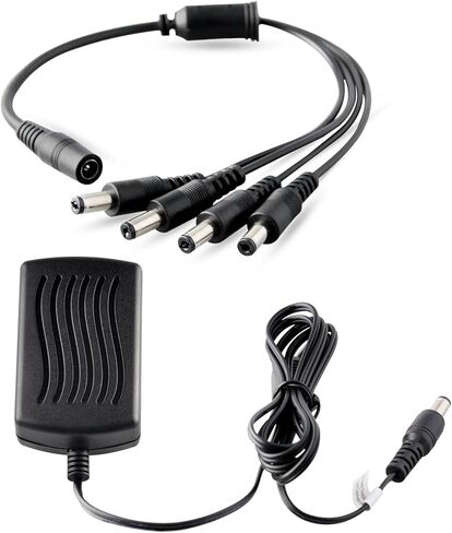 محول طاقة كاميرا الأمان مع مقسم، كابل كاميرا ISEEUSEE 12 فولت 2 أمبير 100 فولت - 240 فولت مع كابل مقسم طاقة 4 اتجاهات من لجنة الاتصالات الفيدرالية (FCC) ومحول طاقة CCTV معتمد من UL - يناسب محولات الطاقة التناظرية/AHD DVR/الكاميرا in Kuwait