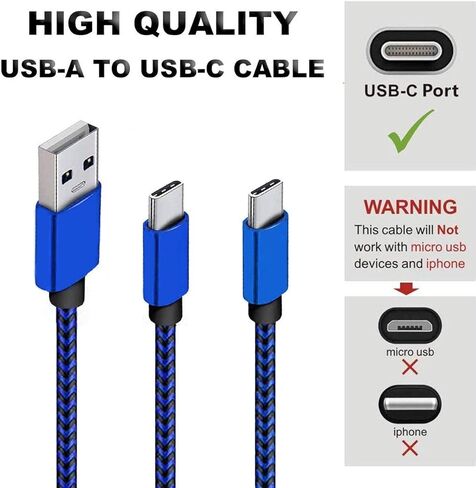 2PACK 6FT C-Type USB Charger Cable 3A Speed USB A to USB C Charging Cord for Samsung Galaxy A01 A10 A10E A11 A20 A21 A20E A20S A21S A30 A30S A50 A51 A70 A71, M21 M31, S20 S10 S10E Plus in Kuwait