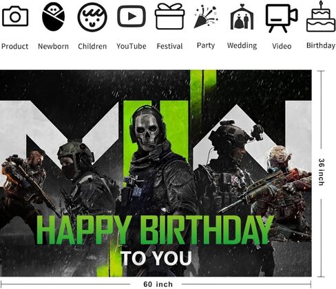 Game Call Background Birthday Decorations, Game Call Happy Birthday Banner Backdrop for Duty Birthday Party Supplies (5x3ft) in Kuwait