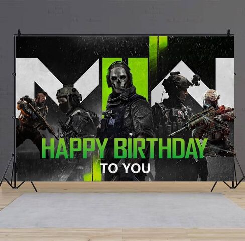 Game Call Background Birthday Decorations, Game Call Happy Birthday Banner Backdrop for Duty Birthday Party Supplies (5x3ft) in Kuwait