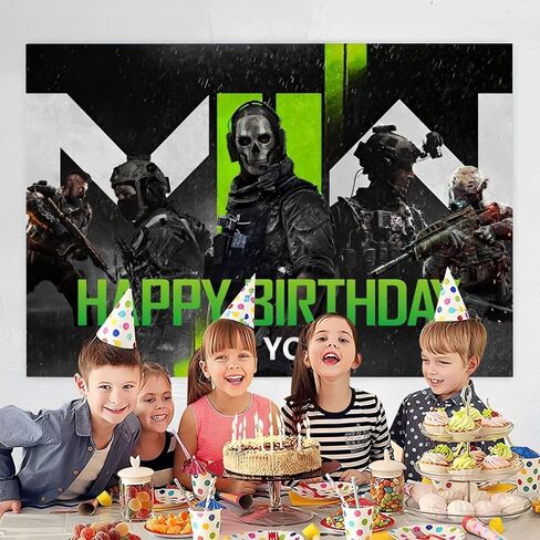 Game Call Background Birthday Decorations, Game Call Happy Birthday Banner Backdrop for Duty Birthday Party Supplies (5x3ft) in Kuwait