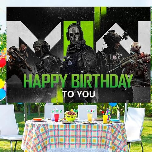 Game Call Background Birthday Decorations, Game Call Happy Birthday Banner Backdrop for Duty Birthday Party Supplies (5x3ft) in Kuwait