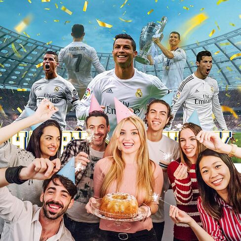 خلفية لحفلة عيد ميلاد ريال مدريد ريال مدريد 5 × 3 قدم، بوستر علم لخلفية صور كرة القدم، لوازم حفلات اعياد الميلاد، دعائم كشك الصور للاولاد والاطفال in Kuwait
