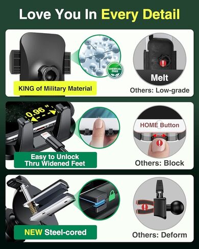 VANMASS 【60+LBS Strongest Suction & Military-Grade 2023 Ultimate Car Phone Mount 【Patent & Safety Certs】 Cell Phone Holder Truck Stand for Dashboard Windshield Vent for iPhone 15 Pro Max 14 Samsung in Kuwait