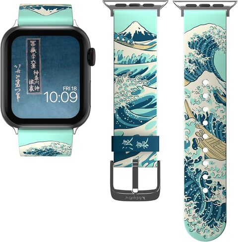 MobyFox Art Series Smartwatch Band Collection - Inspired by the Artist, Compatible with Every Size & Series of Apple Watch (watch not included) - Hokusai The Great Wave in Kuwait
